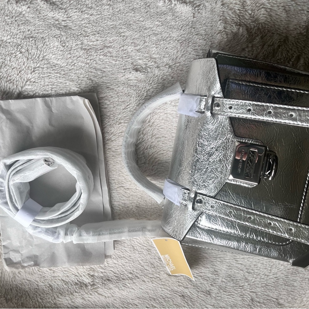 Michael Kors Metallic Silver Satchel - Picture 5 of 11